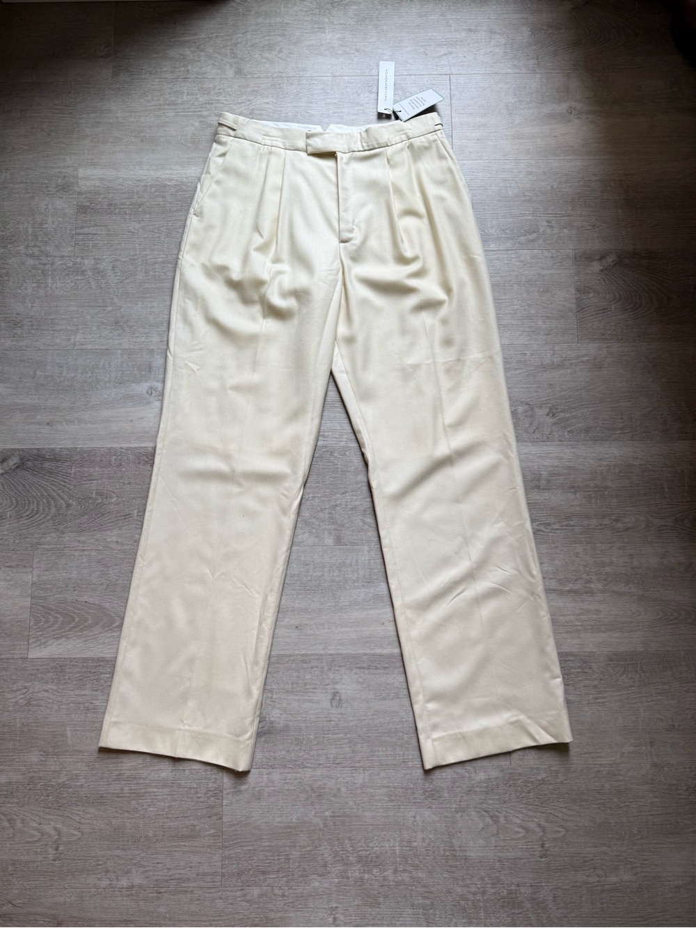 (NWT) 73London Cream Pleated Trousers Size 34 MatchesFashion Gender Fluid Wool